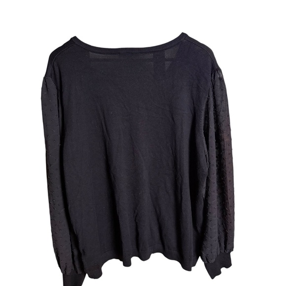Adrianna Papell Women’s V-neck Pullover Black Textured Sleeves Sweater 2X - Picture 7 of 10